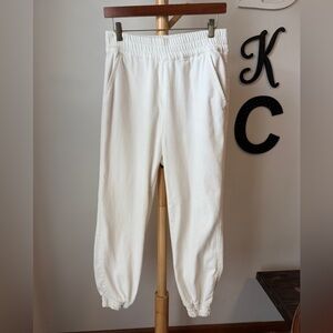 All Saints White Denim Yara Joggers Women’s Size 8 Elastic Waist Pockets